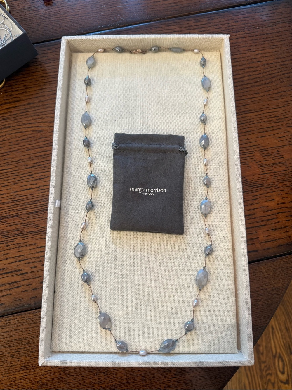 Margo Morrison Tahitian Pearl and Moonstone Long Necklace